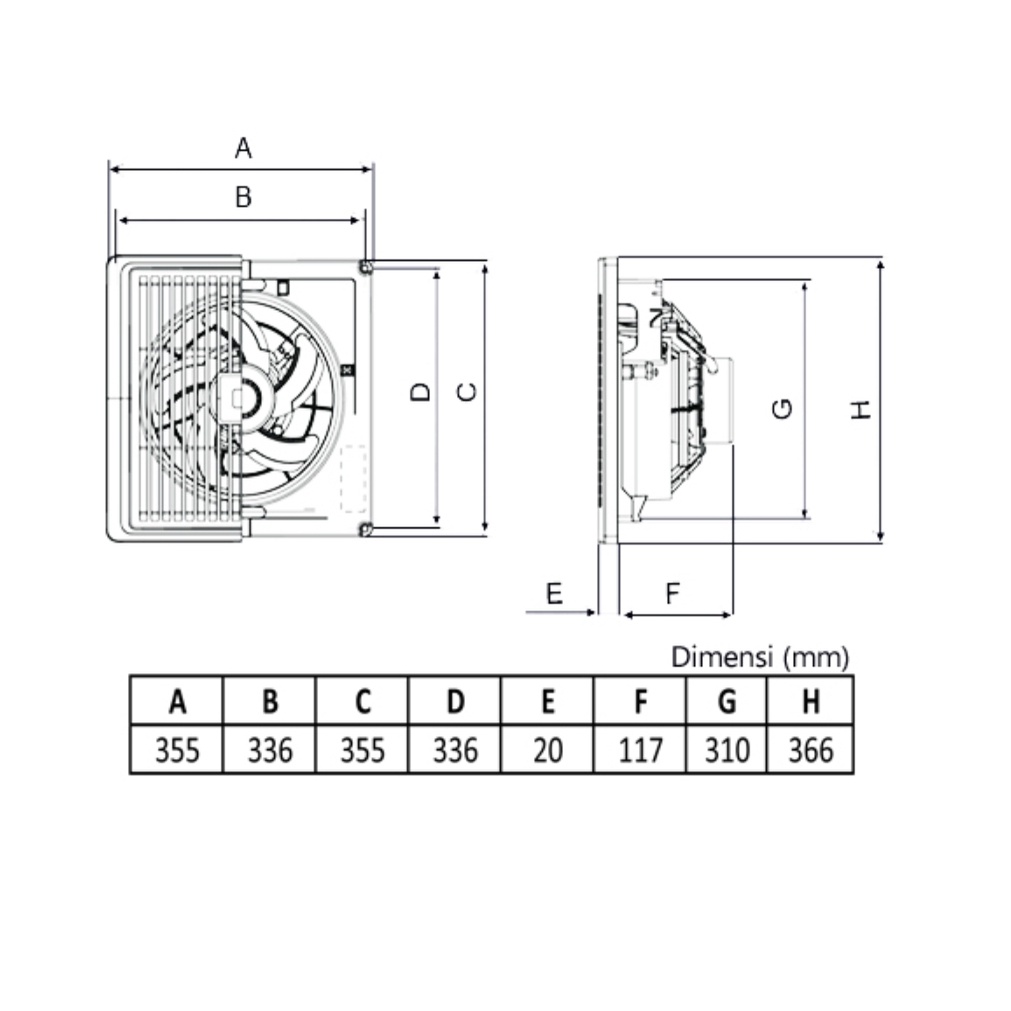 Exhaust Fan KDK 25 TGQ 10" Ceiling Fan KDK Plafon KDK 25TGQ Hexos Fan Atap Exhaust KDK 25cm