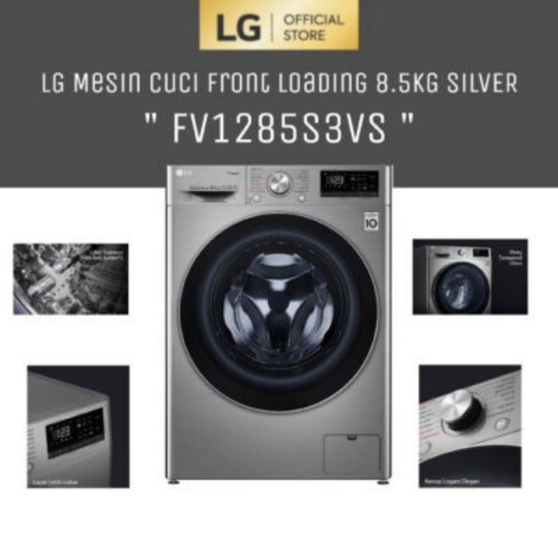 LG FV1285S3VS MESIN CUCI FRONT LOADING 8.5 KG Inverter WIFI FV1285 AiDD New Tipe