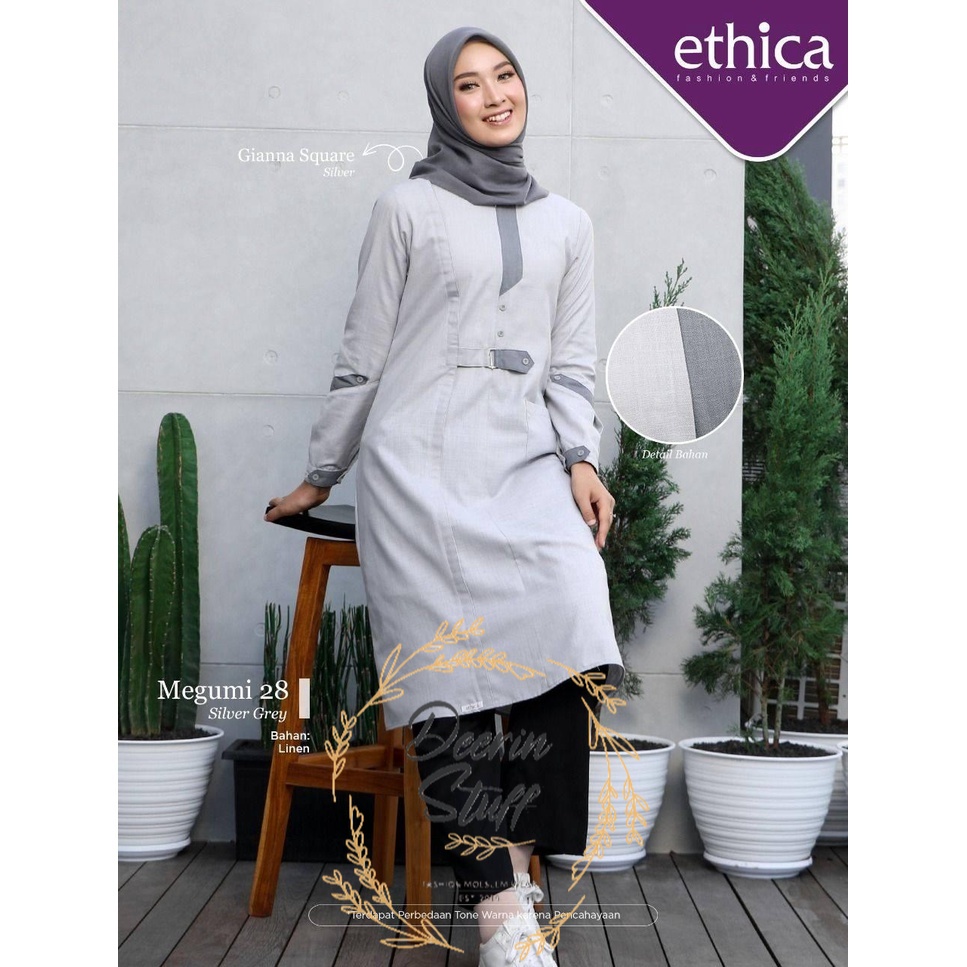 TUNIK ETHICA MEGUMI 28 SILVER GREY NIGHT SHADOW BLUE