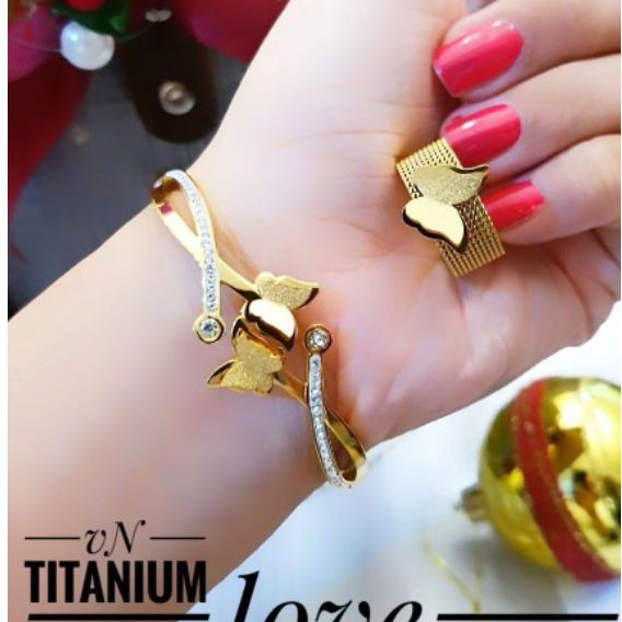 Titanium Set Gelang Cincin Perhiasan Wanita 2014