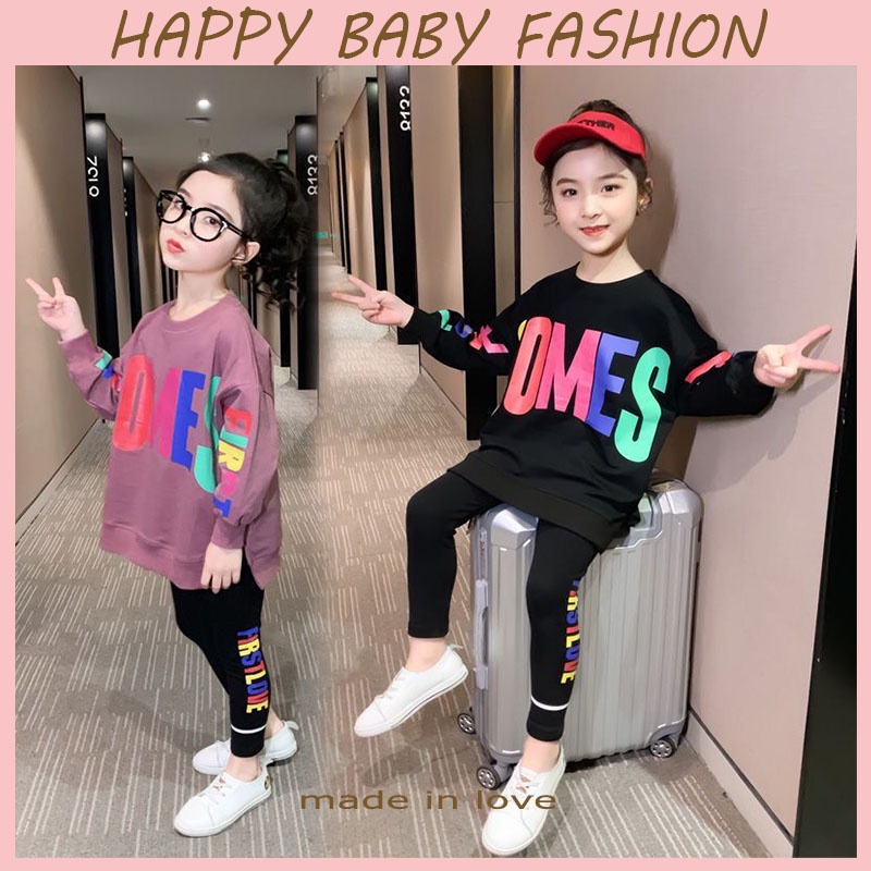 【Happy Baby】5-14Tahun TZ-03 Baju Setelan Cewek Celana Panjang