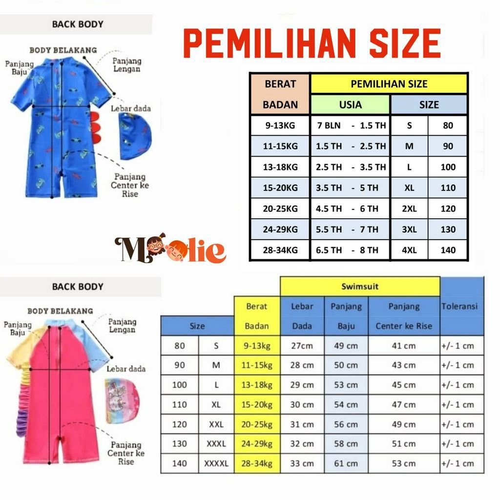 Moolie Baju Renang Anak Perempuan / Baju Renang Anak Laki/