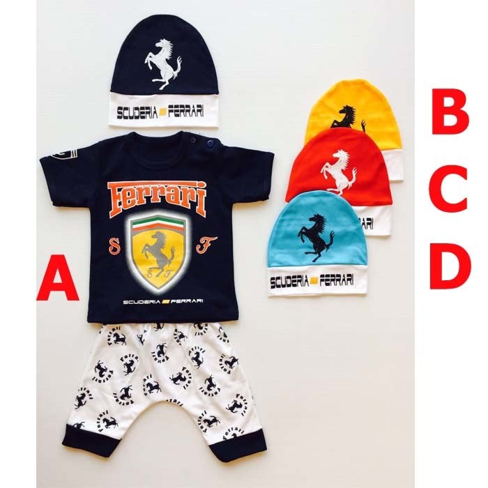 Baju Anak Bayi Laki Lucu Topi - Ferarri