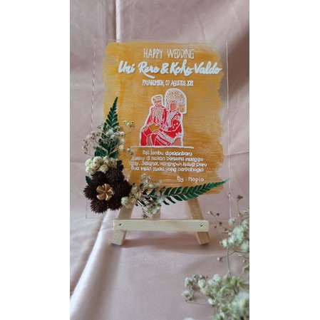 Akrilik custom+ilustrasi+background+bunga kering