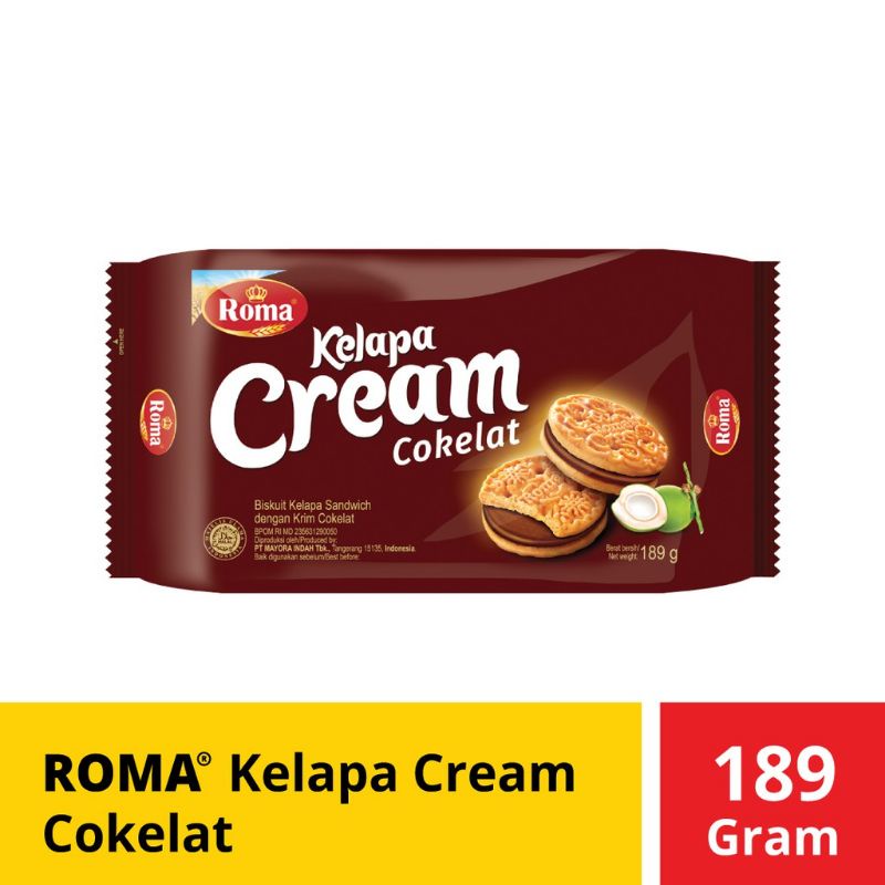 Roma kelapa cream biskuit kelapa dengan cream coklat 180 gr