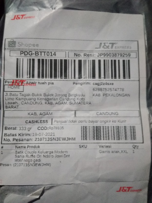 Batik Couple Keluarga Modern Sania Ruffle Ori Ndoro Jowi Dnt Motif Nogo Gedi