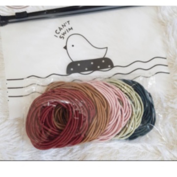 MURMURE.ID | 100PCS KARET IKAT RAMBUT PONYTAIL KOREA WARNA-WARNI 5CM TALI RAMBUT IMPORT HA043 HA028-SET MAROON BESAR