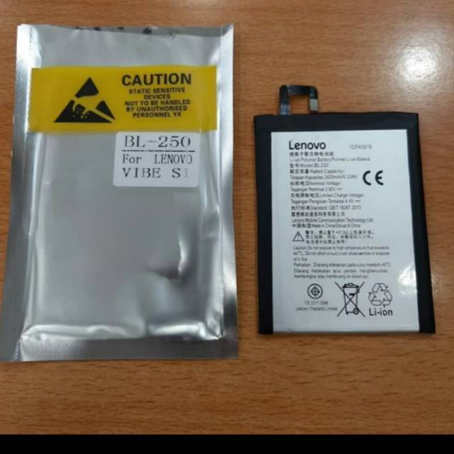 Baterai/Batre/Battery original Lenovo BL250/BL260/soket/Vibe S1/S1lite/S1LA40/S1C50