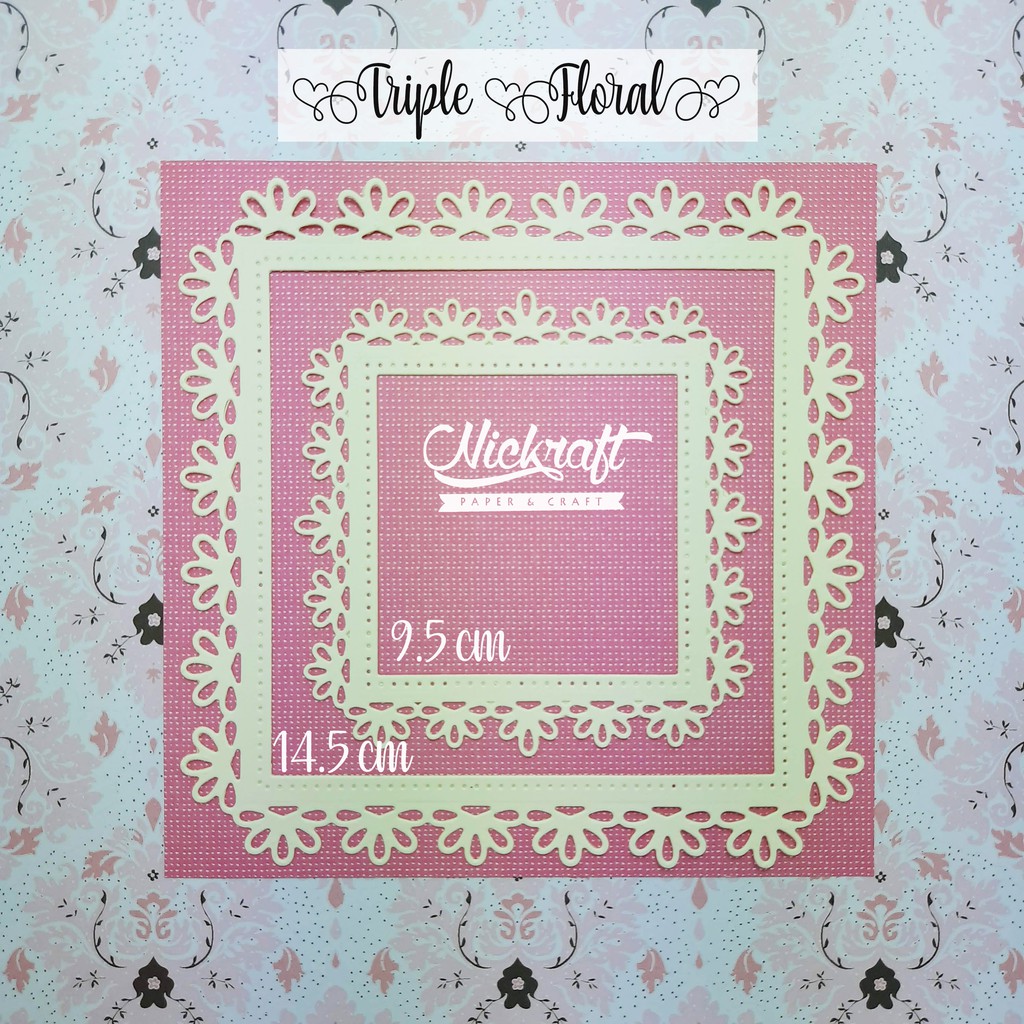 

TRIPLE FLORAL SQUARE FRAME - BAHAN SCRAPBOOK LABEL KOTAK FANCY