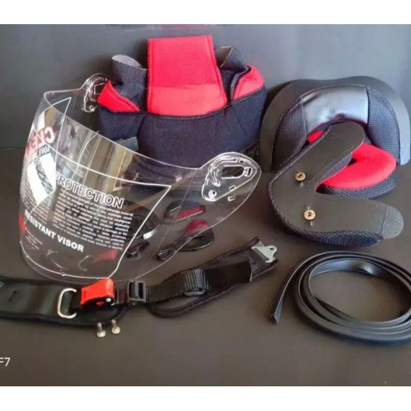 Paket busa Helm NHK R6 Full set kancing besi / kaca + tali + karet helm NHK r6