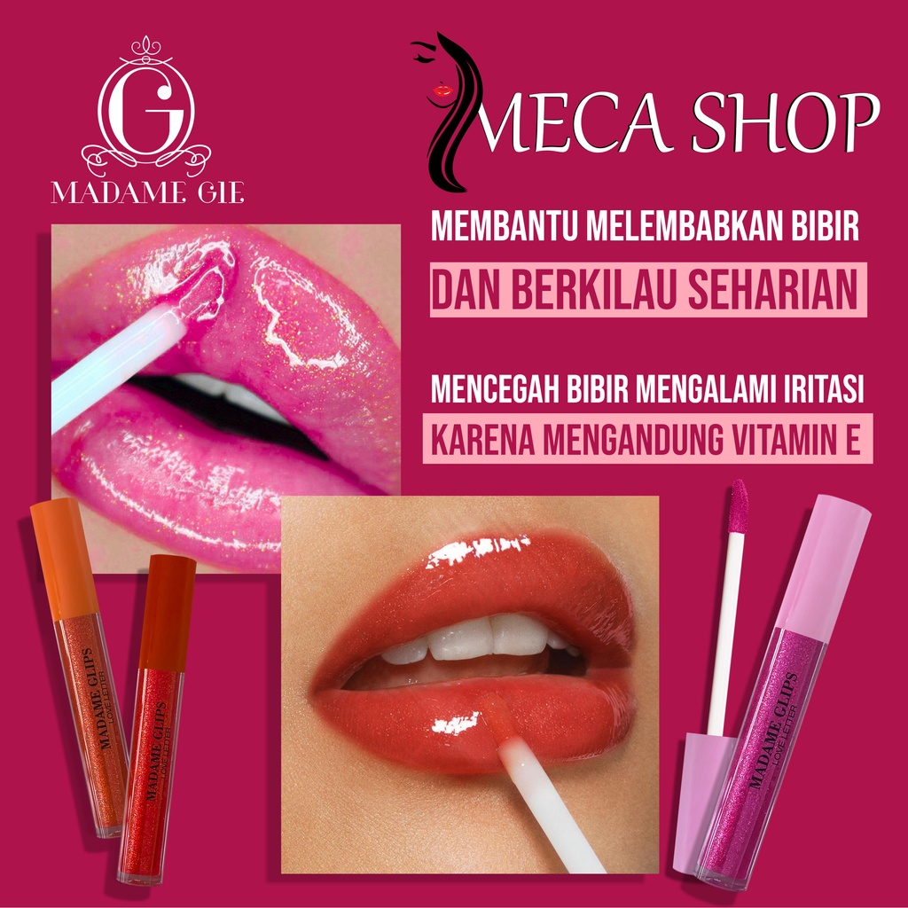 Madame Gie Lip Gloss | Brilliant Glaze Lip Liquide | Lippie Slicks | Glips - MakeUp Lipstik Glitter