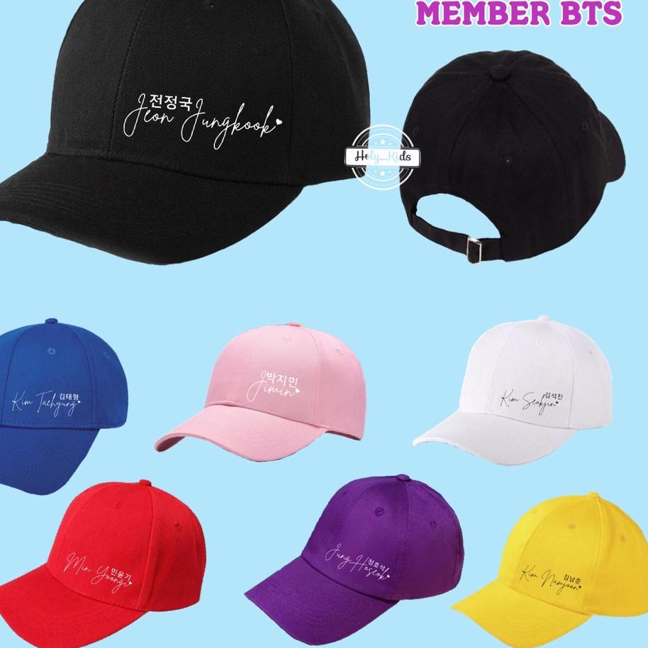 TOPI BTS / TOPI NAMA MEMBER BTS / TOPI DEWASA BTS / TOPI JUNGKOOK TAEHYUNG JIMIN HOSEOK YOONGI SEOKJ