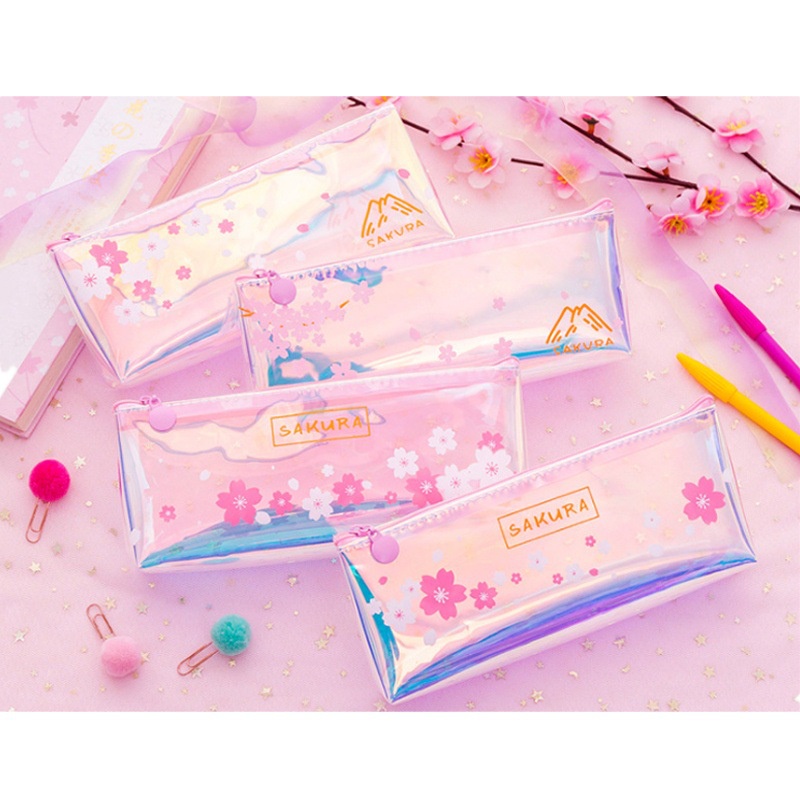 

ATM.Medan Pensil Case Motif Bunga Sakura Hologram