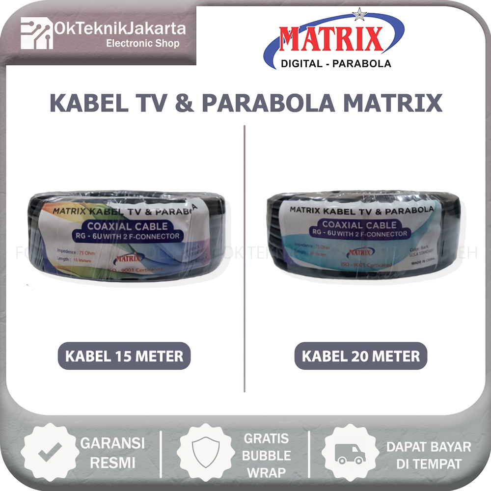 Kabel matrix RG6 parabola + jack konektor f5 20M Coaxial