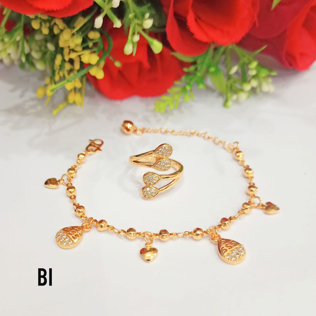 Gelang Tangan Biji Lada Jurai FREE CINCIN variasi motif perhiasan wanita Gold dan Silver limited edi