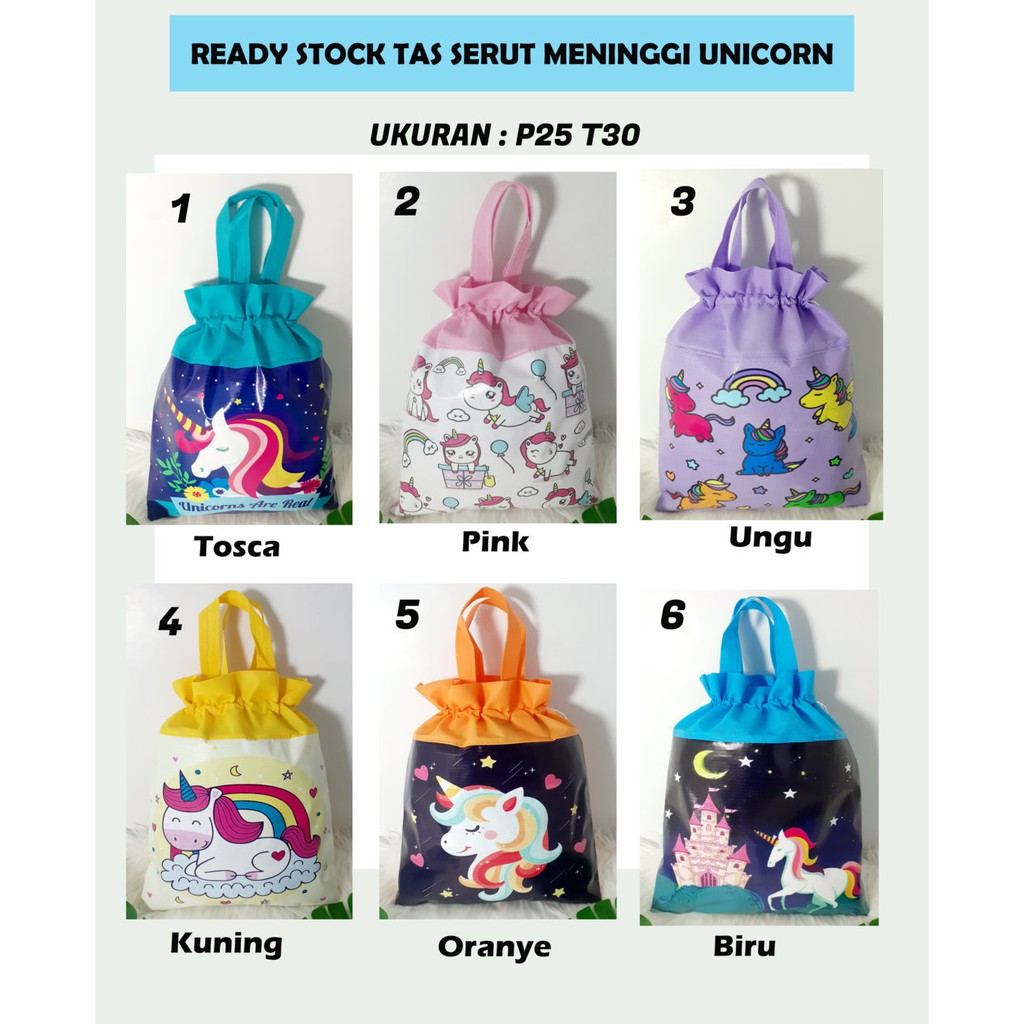 

Kantong Serut Goodie Bag Unicorn Ready Stok
