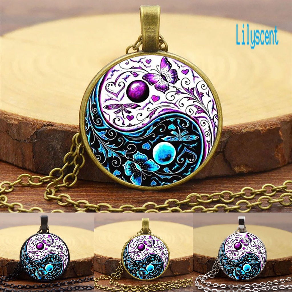 Kalung Liontin Tai Chi Motif Kupu-Kupu Gaya China Untuk Unisex