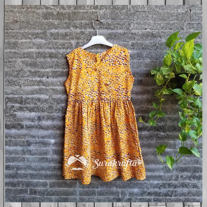 Sangat Laku Baju Dress Batik Anak Perempuan Ceria - 8-9 Tahun, Emerald