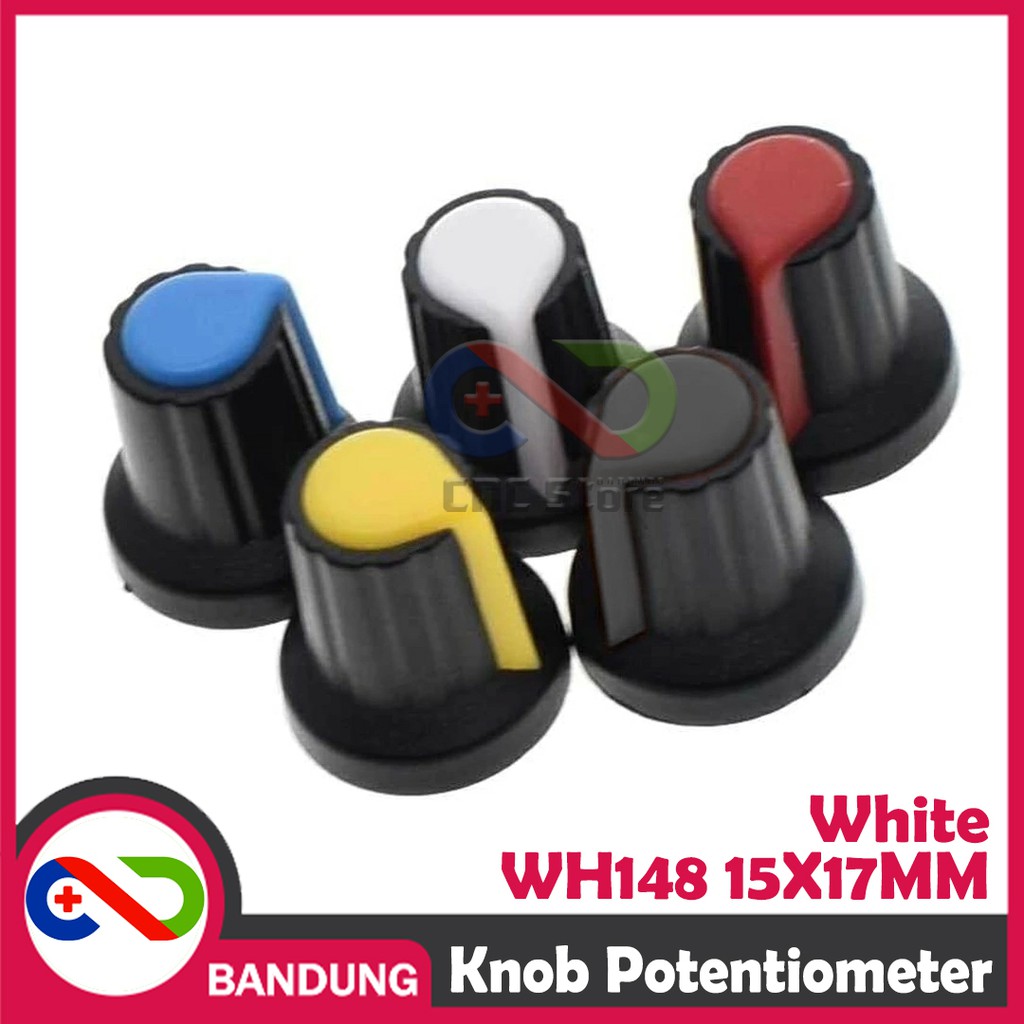 KNOB POTENTIOMETER POTENSIOMETER ROTARY WH148 15X17MM WHITE PUTIH