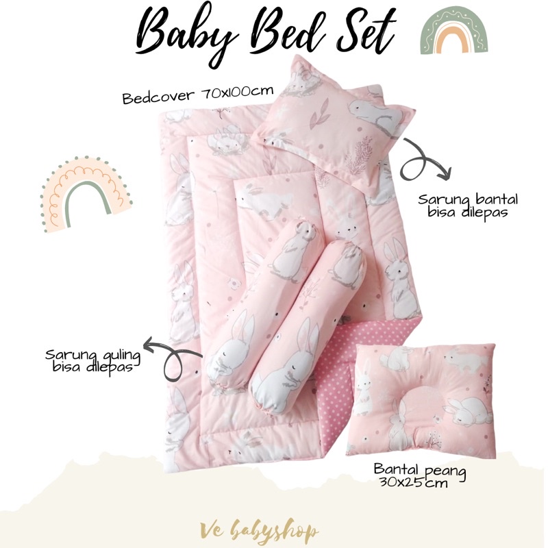 Baby Bedding Set Bedcover bayi Selimut bayi Bantal Cover Crown Mahkota Guling Alas Tidur BB Bayi