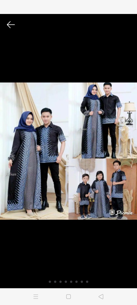 Batik Couple Keluarga Gamis Busui Motif Prasasti Batik Keluarga Seragam