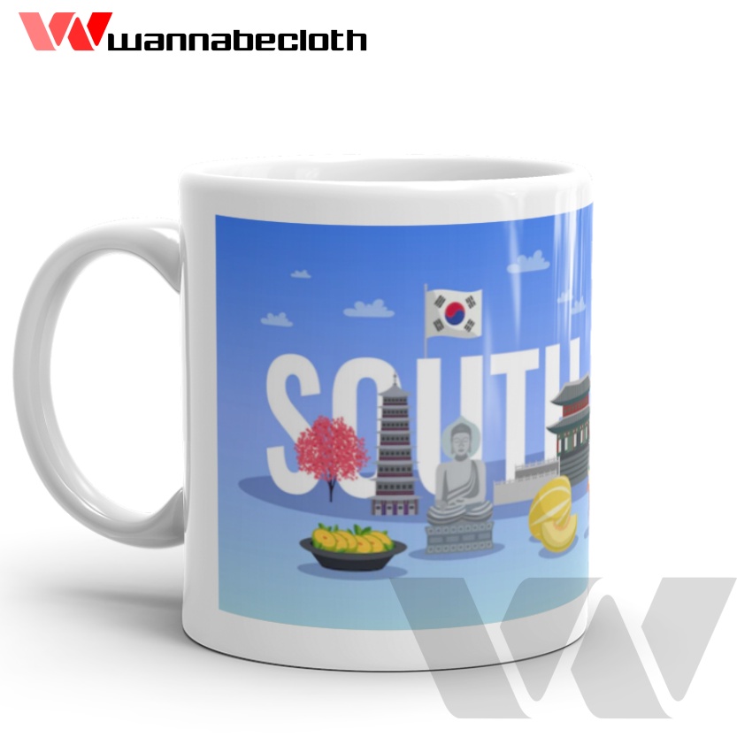 Mug Korea Gelas Korea Cetak Mug Custom Kado Gift Hadiah Souvenir Mug Seoul Mug Korea Art D