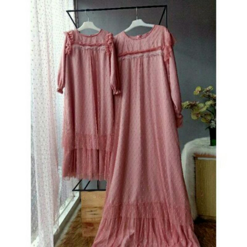 GAMIS COUPLE IBU DAN ANAK GAMIS TILE DOT FULL