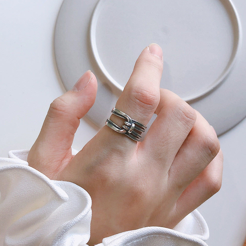 Cincin Model Terbuka Desain Simpul Tali Minimalis Untuk Wanita