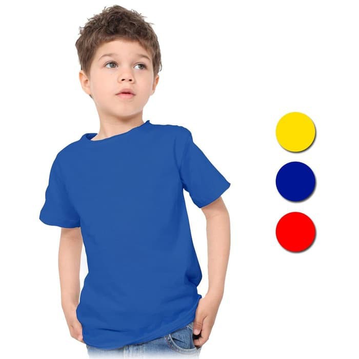 Kaos Baju T Shirt Anak/Kids Polos Warna Biru Turkish