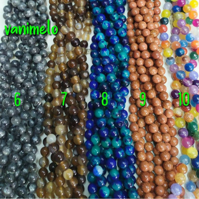 COD✅ Bahan Craft Batu Alam Bulat 10mm Ready Stok