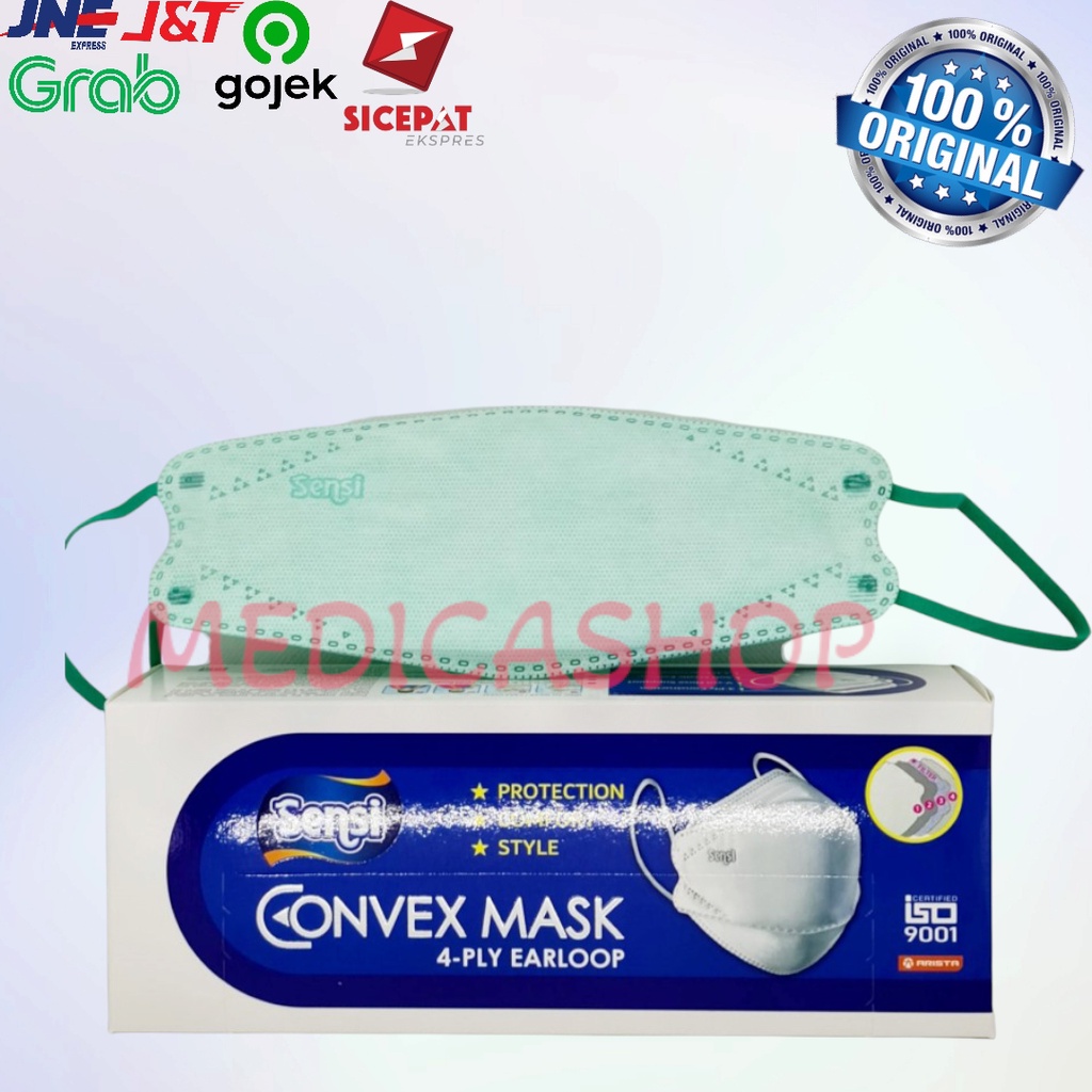 Masker medis Sensi Convex 4ply 1 box Hijau