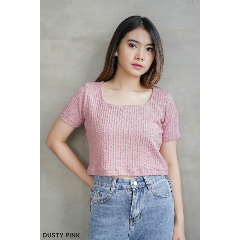 Lily square knit top - blouse atasan wanita