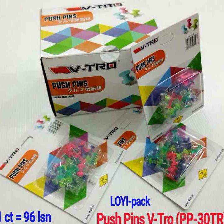

Push Pin Paku Jarum Warna Warni Transparan isi 30pcs