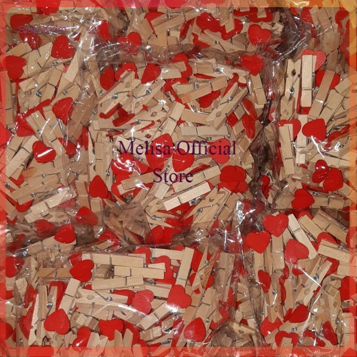 

Ready Wooden clip 3,5cm motif red love per pcs