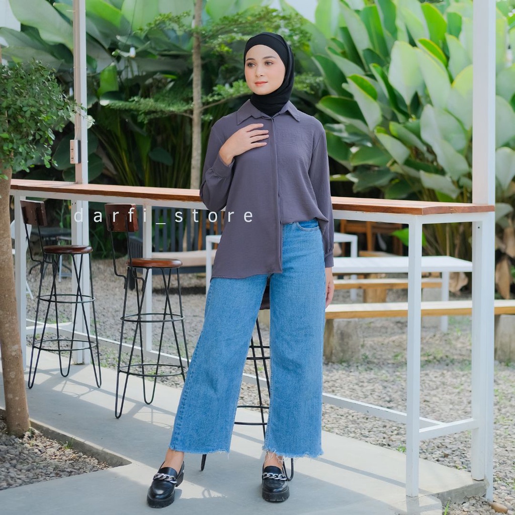 OFEELIA SHIRT - Ukuran S M L XL XXL 3XL 5L - Atasan Wanita Jumbo - Blouse Big Size - Blouse Over Size