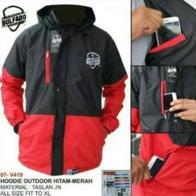 jaket hodi hitam merah