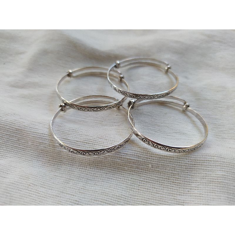 Gelang bayi tiga bulanan perak 925 motif ukiran bali