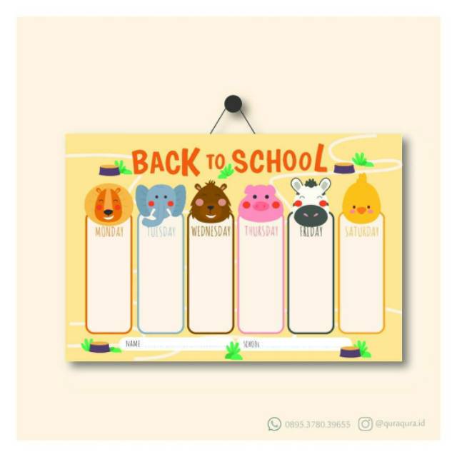 

School Timetable / Weekly Planner Board (Papan Jadwal Pelajaran / Jadwal Mingguan) 20 x 30 cm