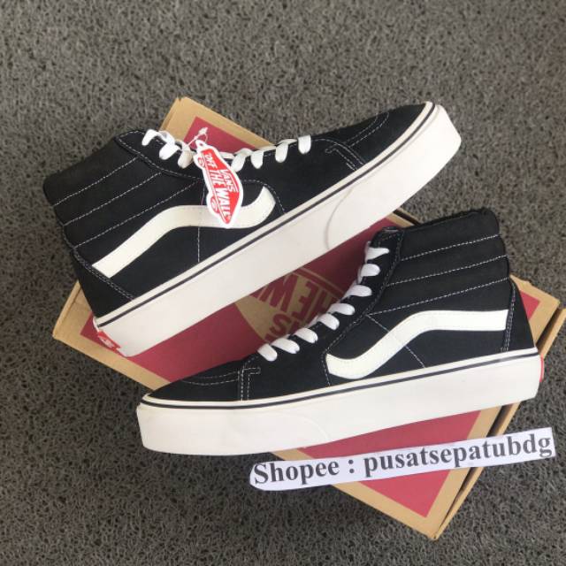 VANS SK8 HIGH BLACK WHITE WAFFLE DT