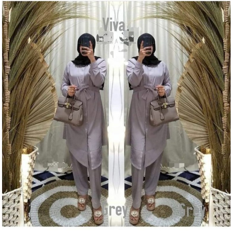 Setelan tunik ity crepe murah / Set celana dan baju polos
