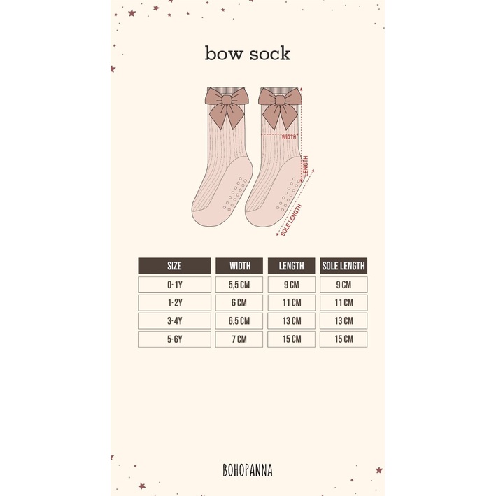 Bohopanna Bow Socks 0M - 6Y Kaos Kaki Pita Anak Perempuan Lucu Kaos Kaki Rajut Anak CBKS