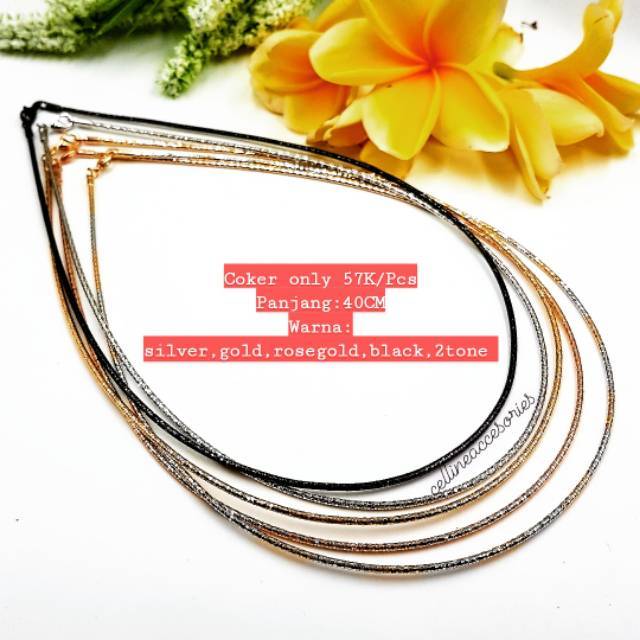 RB Kalung choker lapis emas anti alergi/kalung choker hitam/kalung choker rosegold/KALUNG XP