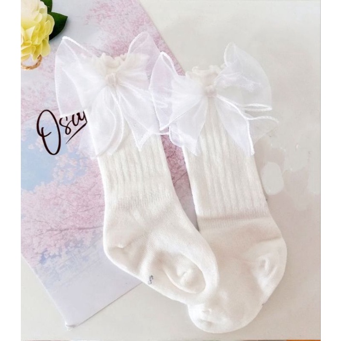 (GANBARU) KAOS KAKI PANJANG ANAK | KAOS KAKI BAYI PEREMPUAN | KAOS KAKI PITA LUCU | BABY SOCKS PREMIUM QUALITY