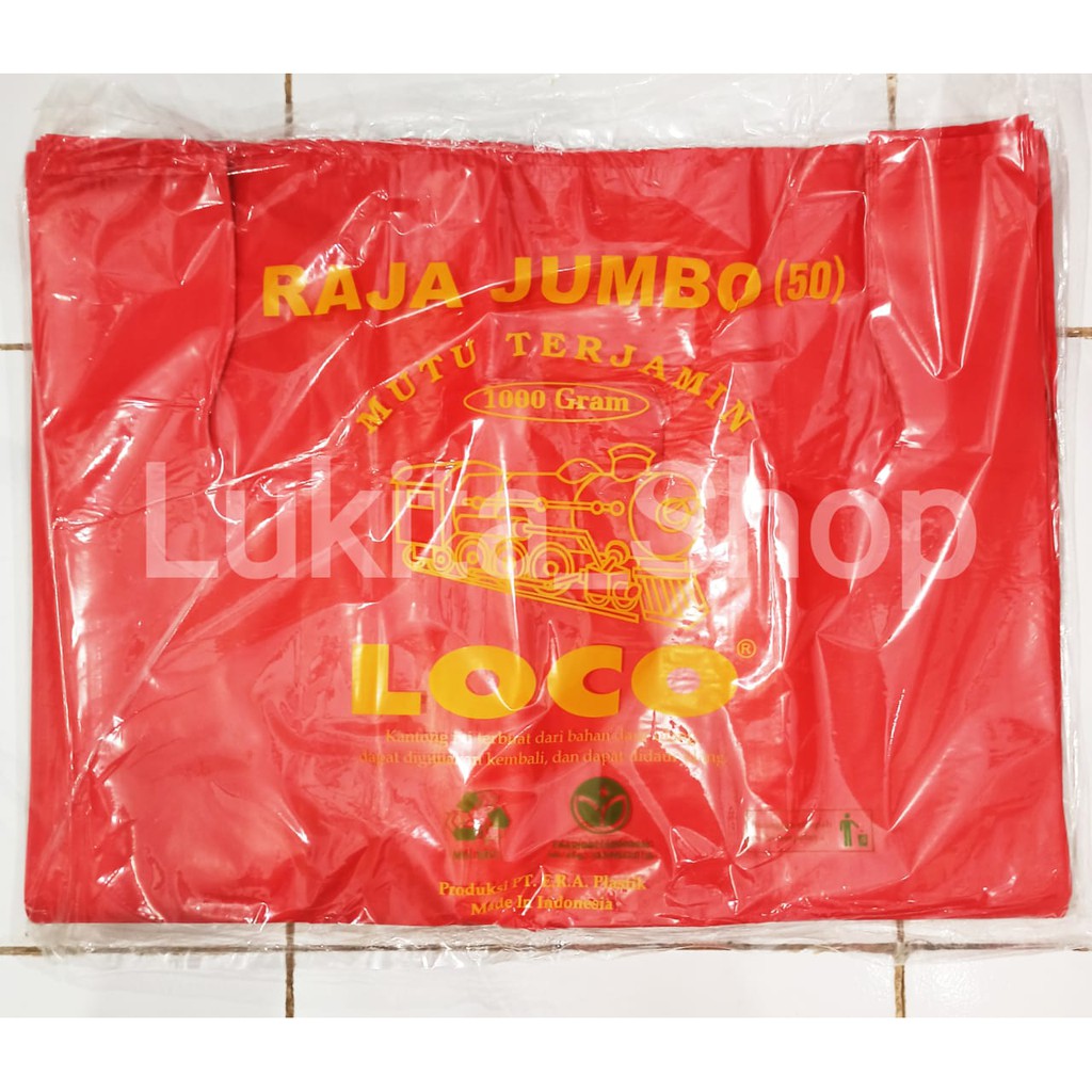 Kantong Plastik kresek LOCO RAJA JUMBO Merah Uk 50