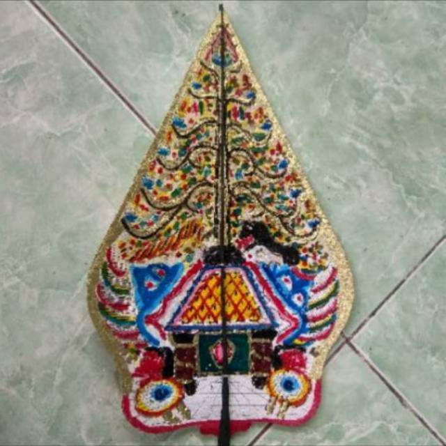 (BISA COD) KERAJINAN MINIATUR GUNUNGAN WAYANG KIDANGAN BIASA UKURAN 30 CM KULIT SAPI ASLI