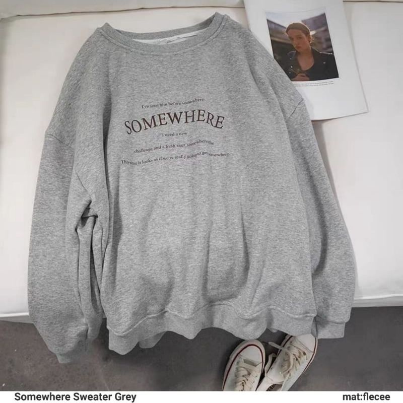 Somewhere sweater basic fashion remaja wanita