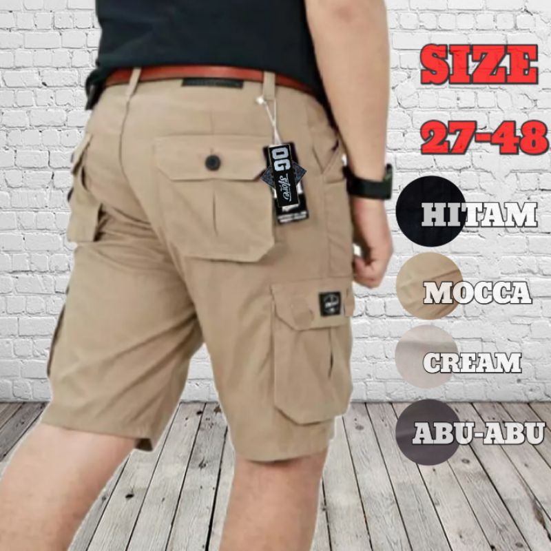 PROMO BAYAR DITEMPAT Celana Pendek Cargo Pria Gunung Casual Bahan Melar Big Size 27-33