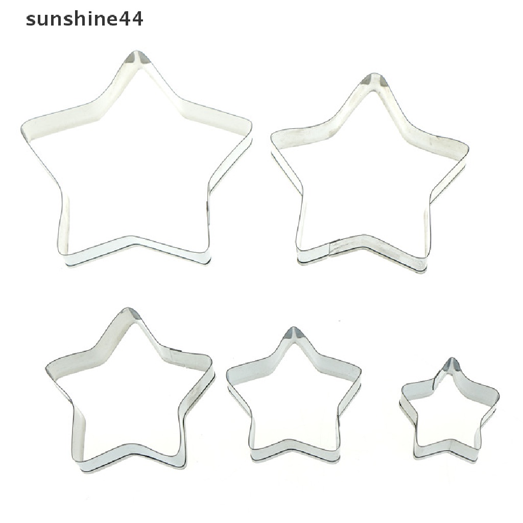 Sunshine 5pcs Cetakan Pemotong Kue / Biskuit diy Bentuk Bintang Bahan stainless steel