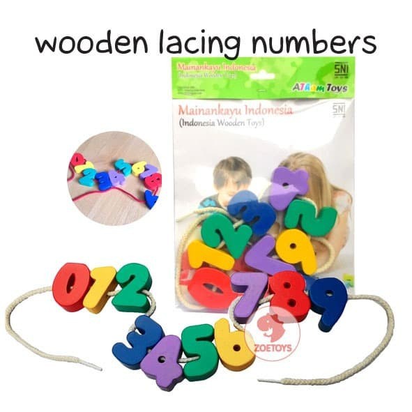 Zoetoys Wooden Lacing Numbers Transport B | Mainan anak | Meronce Kendaraan Urban Transport