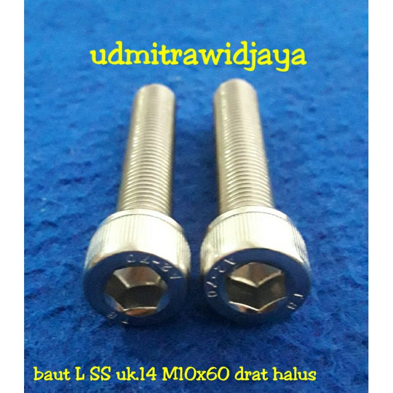 Baut drat halus L stainles stell uk14 M10x60/baut L SS 14an/baut variasi stainless/baut l halus 60mm